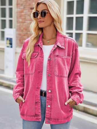 ヴィンテージ風オーバーサイズデニムジャケット（レディース） - ゆったりとしたフィット感のラペルボタンダウンデニムトラッカーコート - 2026年春のカジュアルストリートウェア