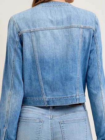 ヴィンテージウォッシュドデニムジャケット（レディース） - ブルーレトロシングルブレストルーズジーンズトラッカーコート - 2026年春カジュアルストリートウェア