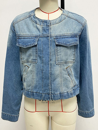 ヴィンテージウォッシュドデニムジャケット（レディース） - ブルーレトロシングルブレストルーズジーンズトラッカーコート - 2026年春カジュアルストリートウェア