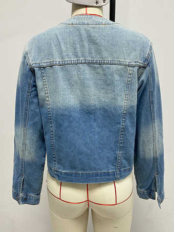 ヴィンテージウォッシュドデニムジャケット（レディース） - ブルーレトロシングルブレストルーズジーンズトラッカーコート - 2026年春カジュアルストリートウェア