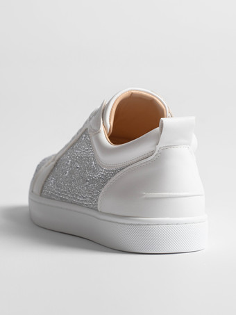 メンズ プロム パーティ スニーカー シューズ 快適なスエードレザー ラウンドトゥ ラインストーン アートワーク