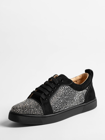 メンズ プロム パーティ スニーカー シューズ 快適なスエードレザー ラウンドトゥ ラインストーン アートワーク