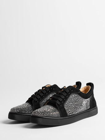 メンズ プロム パーティ スニーカー シューズ 快適なスエードレザー ラウンドトゥ ラインストーン アートワーク