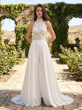 slim fit dress slacks Two Piece Satin Wedding Dresses Sweetheart Corset main image 1