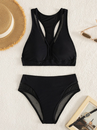 ハイウエストビキニセット レディース - Vネックレーサーバックトップ付きアスレチックツーピース水着 - 夏のビーチバケーションプールパーティー 2026