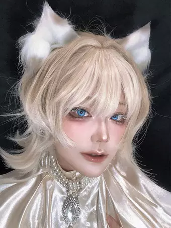 MapofBeauty Perruque Queue De Cheval 55cm Jaune - Perruque Lolita Cosplay Femme Simple Adorable