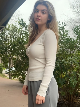 リブ編みヘンリーシャツトップス（レディース） - カジュアルVネック長袖スリムフィットボタンフロントジャージーTシャツ - 春のデイリーウェア 2026