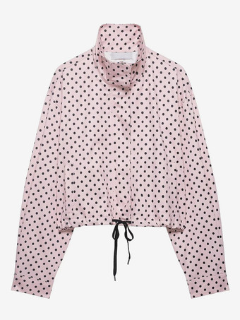 ピンク水玉模様のレディースツーピースセット - カジュアルなクロップドジャケットとショートパンツ - 2026年春のストリートウェア