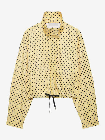イエロー水玉模様のレディースツーピースセット - カジュアルなクロップドジャケットとショートパンツ - 2026年春のストリートウェア