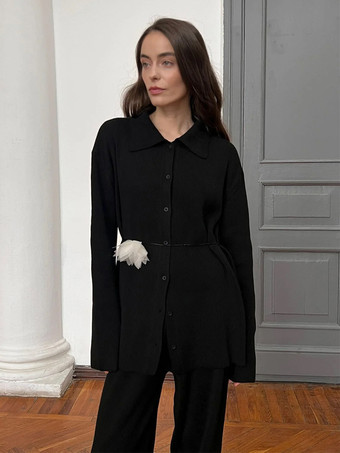 オーバーサイズニットラウンジウェア2点セット（レディース） - カジュアルカーディガンとワイドレッグパンツ - 春の快適なストリートウェア2026