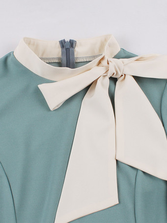 ヴィンテージ 1950年代 オードリー・ヘプバーン ミディドレス レディース - ボウタイネック プリント Aライン スイングドレス - スプリングティーパーティー 2026