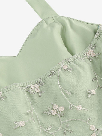 ヴィンテージ1950年代フローラルミディドレス（女性用） - ホルターネックメッシュ刺繍Aラインサマードレス - 春のガーデンウェディングゲスト向け 2026