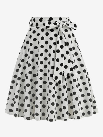 スプリットヴィンテージ1950年代プリントスカート（レディース） - レトロなハイウエストAラインスイングミディスカート（ベルト付き） - 夏のトロピカルパーティー2026