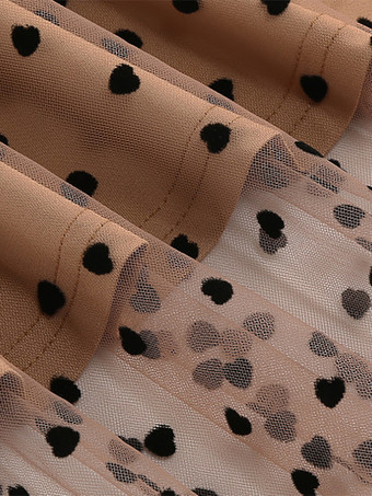 エレガントなハートチュールスカート（女性用） - ふわふわメッシュのハイウエストAラインロングスカート - 春夏パーティウェア 2026