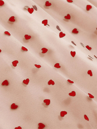 エレガントなハートチュールスカート（女性用） - ふわふわメッシュのハイウエストAラインロングスカート - 春夏パーティウェア 2026