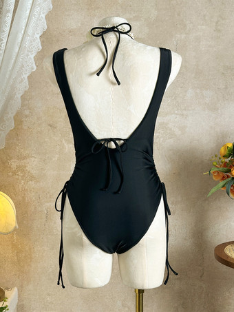 セクシーなツーピース水着（女性用） - ホルターネック、リングフロントビキニトップ、ギャザーサイドタイモノキニ - サマービーチ2026
