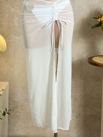 エレガントな3ピース水着セット（女性用） - ホルターネックトライアングルビキニ、ゴールドリング付きマキシスカートカバーアップ - サマーリゾート2026