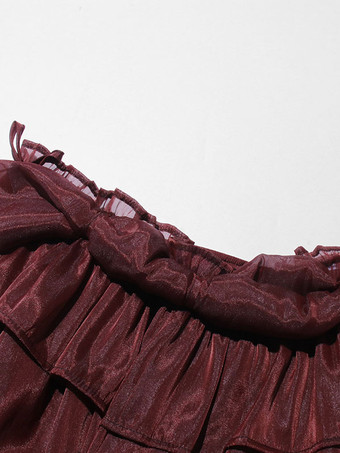 レディースオフショルダーシフォンブラウス - フェアリーコア フリルバブルヘム長袖トップス - サマーカジュアルパーティ2026