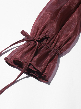 レディースオフショルダーシフォンブラウス - フェアリーコア フリルバブルヘム長袖トップス - サマーカジュアルパーティ2026