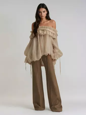 Camca Da Donna A Manche Corte A Ppstrello Con Scollo A V Con