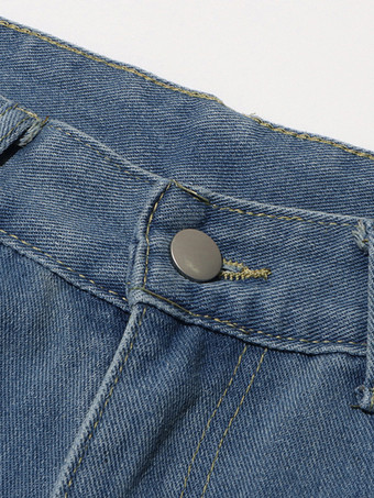 リボン結びワイドレッグジーンズ（レディース） - ミディアムブルー Y2K風ハイウエストバギーデニムパンツ - 2026年春ストリートウェア