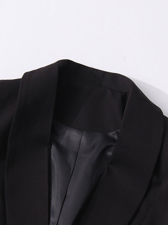 ビーズタッセル付きブレザージャケット（レディース） - フリンジ付きクロップドショールラペル ブラックパーティコート - 2026年春の夜