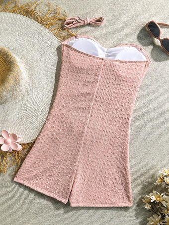 女性用カットアウトワンピース水着 - テクスチャード加工のギャザー入りハイウエスト、サンバックル付きモノキニ - サマービーチリゾート2026