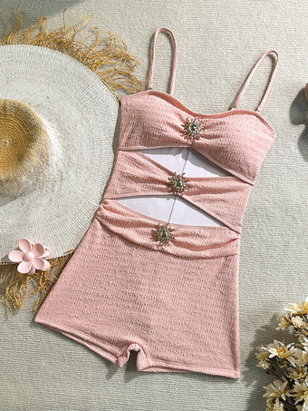 女性用カットアウトワンピース水着 - テクスチャード加工のギャザー入りハイウエスト、サンバックル付きモノキニ - サマービーチリゾート2026