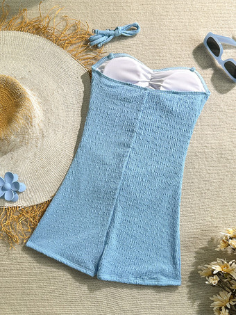 女性用カットアウトワンピース水着 - テクスチャード加工のギャザー入りハイウエスト、サンバックル付きモノキニ - サマービーチリゾート2026