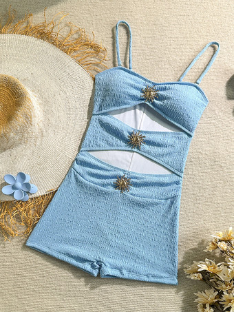 女性用カットアウトワンピース水着 - テクスチャード加工のギャザー入りハイウエスト、サンバックル付きモノキニ - サマービーチリゾート2026