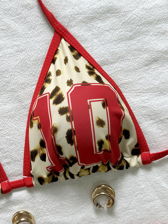 ヒョウ柄ビキニセット（女性用） - トライアングルホルタートップとボーイショーツのスポーティなツーピース水着 - 2026年夏ビーチ