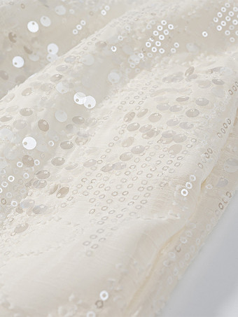 スパンコール付きツーピーススーツセット（女性用） - クラウドホワイトグリッターブレザーとワイドレッグパンツのセットアップ - 2026年春のパーティーナイト