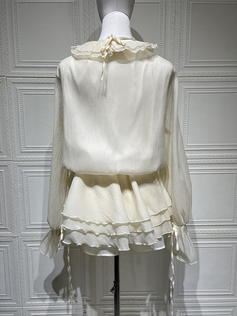 フリルレイヤードミニドレス（レディース） - ボヘミアン風ランタンスリーブフラワーVネックスケータードレス（ショートパンツ付き） - 2026年春のパーティー