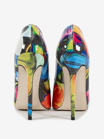 ハイヒールパンプス レディース ポインテッドトゥ 柄入り スリッポン ドレスシューズ