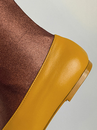 レディース フラットブーツ ラウンドトゥ スラウチ ミッドカーフブーツ