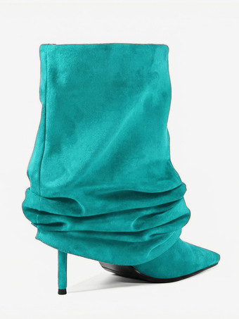 スエードアンクルブーツ レディース ポインテッドトゥ スラウチーブーティ