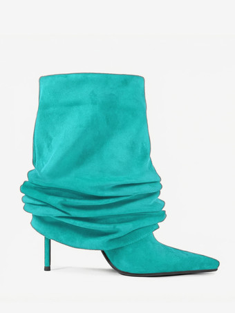 スエードアンクルブーツ レディース ポインテッドトゥ スラウチーブーティ