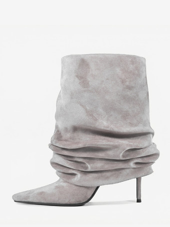 グレイスエードアンクルブーツ レディース ポインテッドトゥ スラウチーブーティ