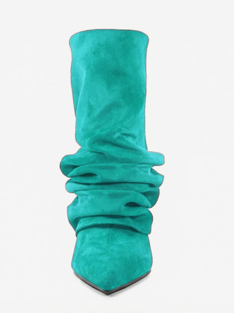 スエードアンクルブーツ レディース ポインテッドトゥ スラウチーブーティ