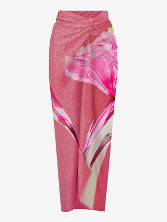 花柄プリントのツーピース水着セット（女性用） - 3Dフラワーモノキニとマキシ丈サロンスカートカバーアップ - サマービーチリゾート2026