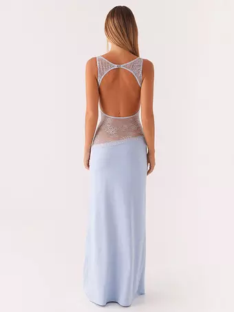 Lace Patchwork Maxi Gown For Women - Elegant Open Back Sleeveless Bodycon  Long Dress - Summer Formal Evening Party 2026 - Milanoo.com