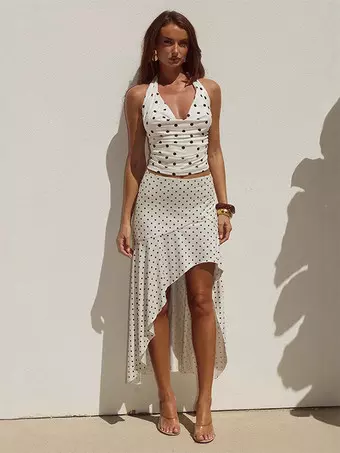 colorful beach wedding guest dress Solene Cowl Neck Maxi Dress