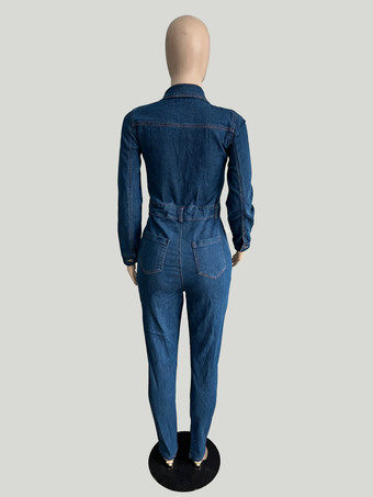 レディース用スキニーデニムジャンプスーツ - ダークウォッシュ セクシー ボディコン ドローストリングウエスト スリムフィット ジーンズロンパース - スプリングカジュアルクラブ 2026