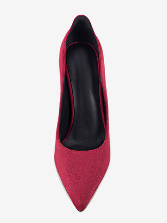 スエード素材のハイヒールパンプス、ポインテッドトゥ、スリッポンタイプのドレスパンプス