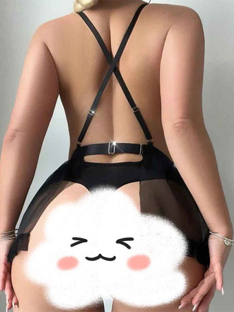 ベビードール レディース シュミーズ ブラック シースルー レース メッシュ テディ ランジェリー