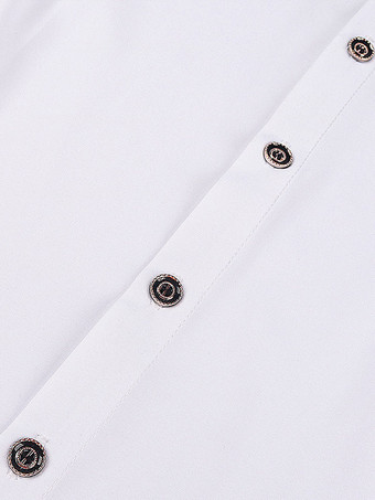 ホワイト レトロ ヴィクトリアン スチームパンク ハイカラー ダブルブレスト ヴィンテージ シャツ ブラウス