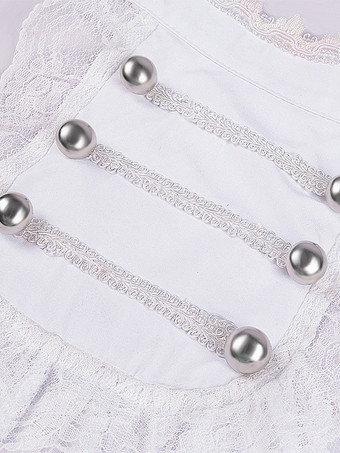 ホワイト レトロ ヴィクトリアン スチームパンク ハイカラー ダブルブレスト ヴィンテージ シャツ ブラウス