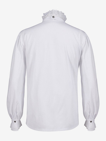 ホワイト レトロ ヴィクトリアン スチームパンク ハイカラー ダブルブレスト ヴィンテージ シャツ ブラウス