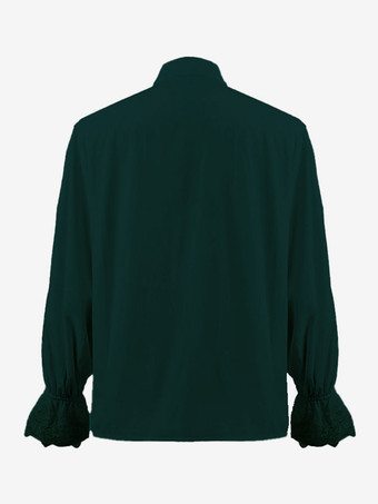 黒のレトロなスチームパンクシャツ、フリルがあしらわれた長袖のヴィンテージブラウス