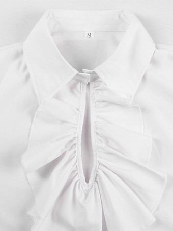 黒のレトロなスチームパンクシャツ、フリルがあしらわれた長袖のヴィンテージブラウス